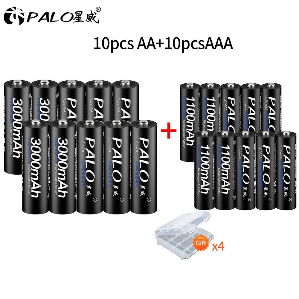 10-10 Новые 8шт AA аккумуляторы 3000мАч 1.2В AA+ Ni-MH AAA аккумулятор 1100mAh аккумуляторы 3А AA аккумулятор для игрушек питания - Цвет: 10-10