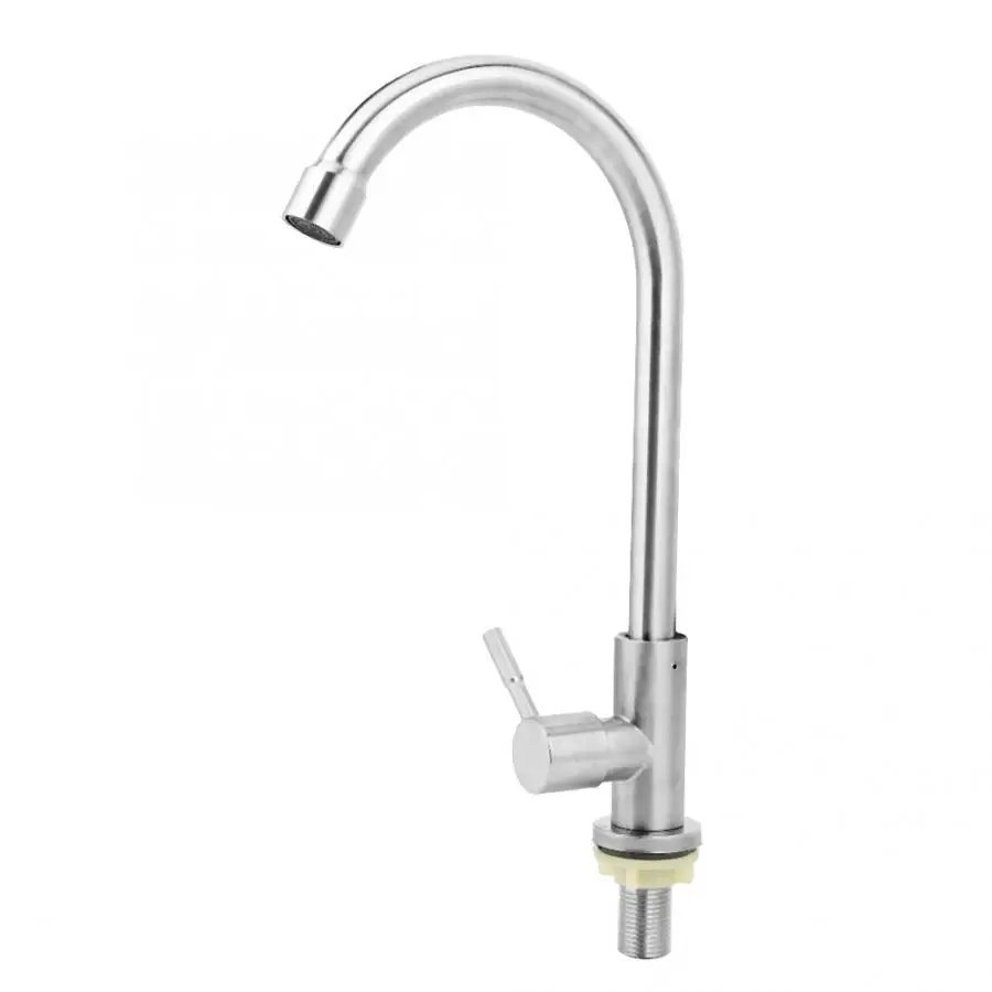 G1/2in Household Rotatable Faucet Kitchen Bathroom Single Cold Water Tap Stainless Steel Basin Faucet With Energy Saving Bubbler