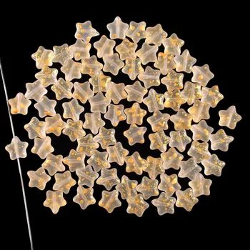 

20Pcs Carved Matte Yellow Titanium Crystal Star Pendant Bead 8x8x3mm 879SJ