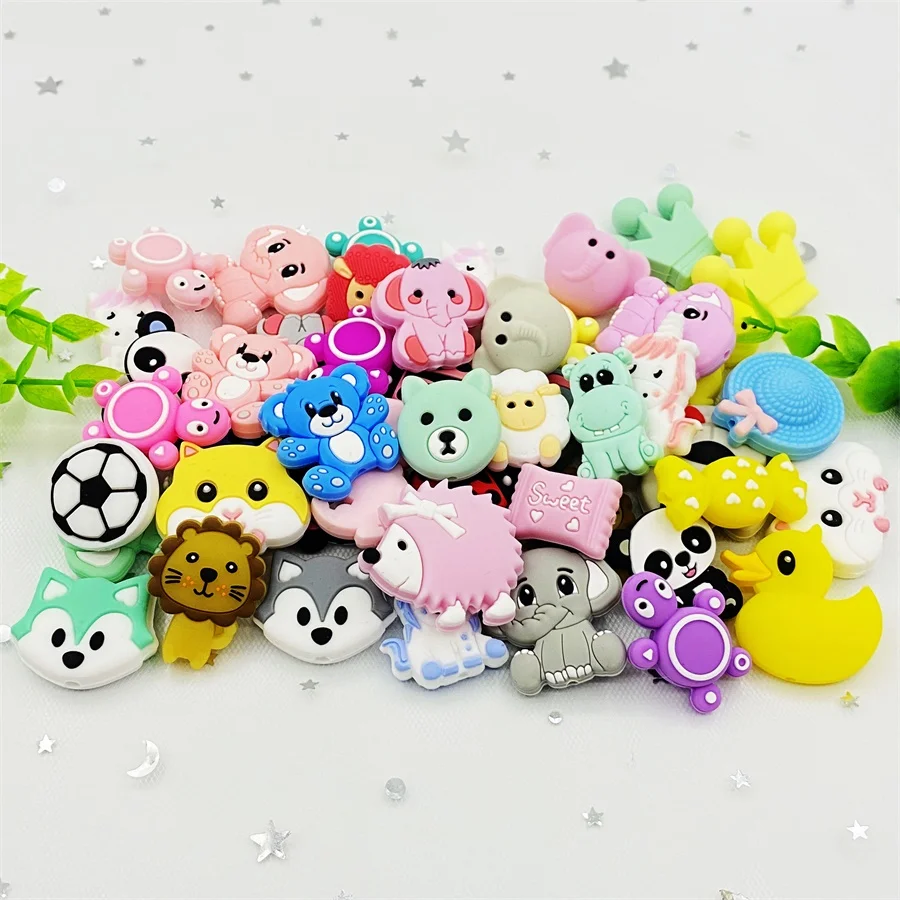 10pc SiliconeAnimal Beads BPA Free Baby Teething DIY Toy For Pacifier Clips New Born Silicone Rodent Tiny Rod Teether | Мать и ребенок