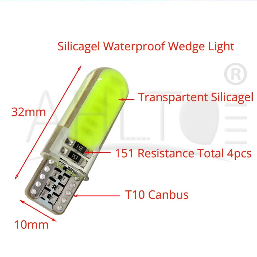 1X T10 WY5W W5W COB Светодиодный силиконовый водонепроницаемый клиновидный светильник