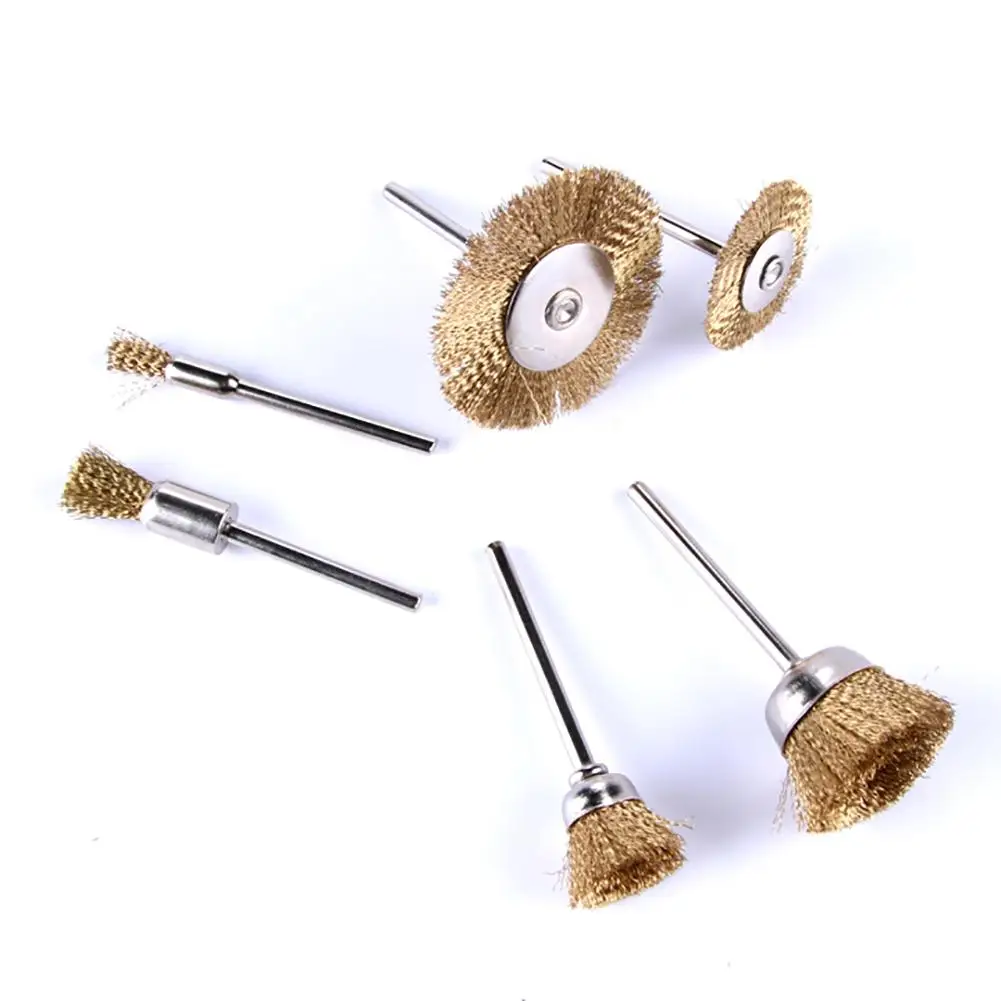 80% HOT SALES!!! Copper Steel Wire Brush Polishing Car Wheels Full kit Rotary Tools Cup Shank