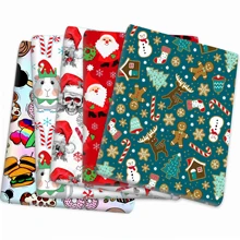 Ткань из полиэстера и хлопка с рождественским принтом, ткань для шитья, рукоделие, материал для рукоделия «сделай сам», 1Yc20137 Ткань из полиэстера и хлопка с рождественским принтом, ткань для шитья, рукоделие, материал для рукоделия «сделай сам», 1Yc20137