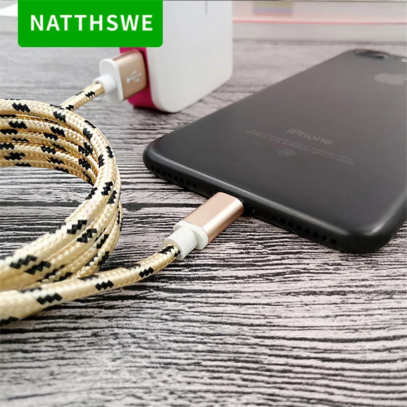 NATTHSWE Tiger кожа плетение USB кабель для передачи данных Быстрая зарядка линия для iPhone X 8 8plus 7 7plus 6s plus 5S iPad