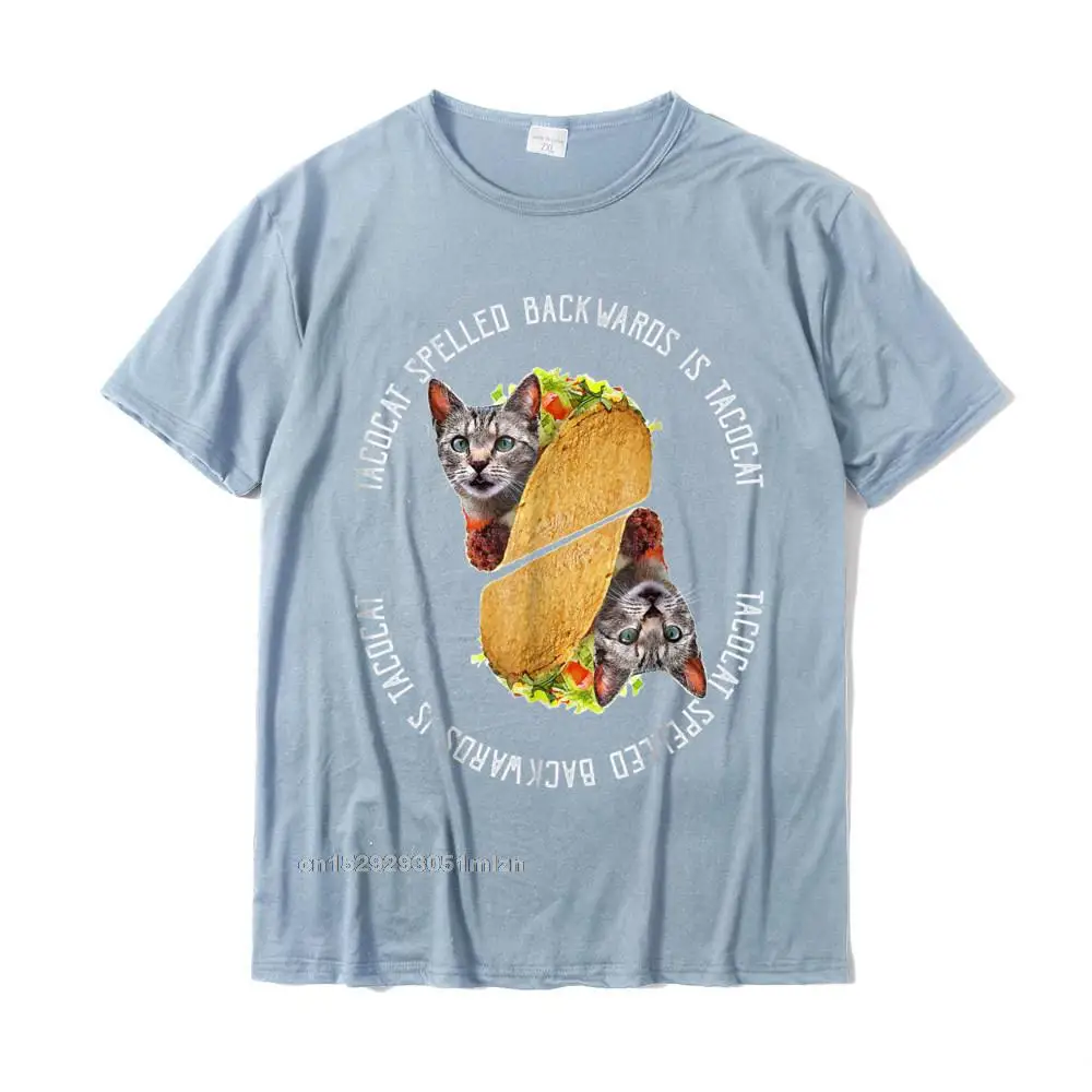 Printed Custom Tshirts for Men 100% Cotton Fabric Summer Autumn Tops Tees Top T-shirts Short Sleeve 2021 Hot Sale Crew Neck Tacocat Spelled Backwards is Tacocat Funny Cat Shirt__4625 light