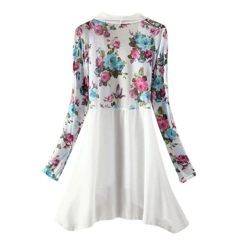Women Long Chiffon Floral Sunscreen Ladies Cardigan Blouses Summer Beach Ladies Shirt Tops 2020 3