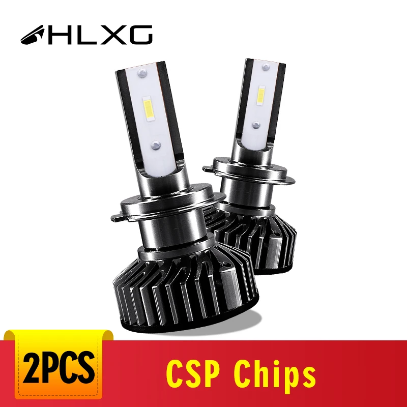 Hlxg супер Автомобильные фары мини-лампа H7 светодиодный лампы CSP 9005 светодиодный H7 H4 Авто H8 H11 комплект фар светодиодный автомобиль 6500 к белый свет 9005 HB3 - Испускаемый цвет: CSP Chips