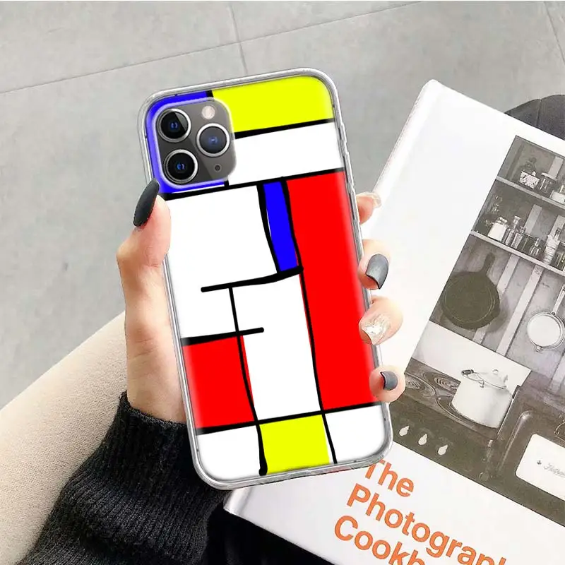 Mondrian сетчатый чехол для Apple iphone 11 Pro XS Max XR X 7 8 6 6S Plus 5 5S SE 10 десять Подарочный силиконовый чехол для телефона