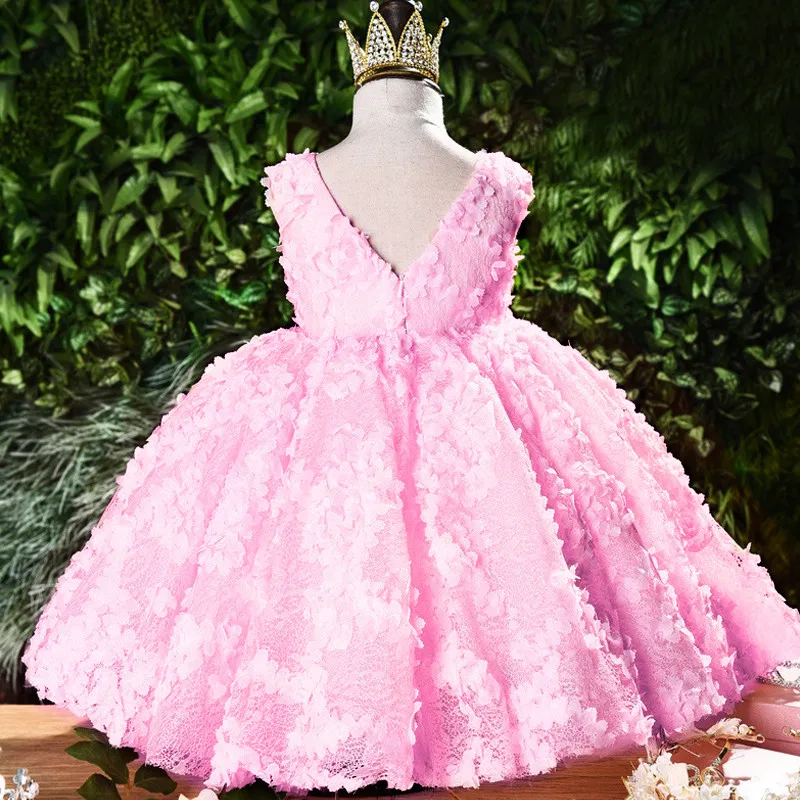Платья принцессы с лепестками для маленьких девочек; платье для дня рождения; платье с цветочным узором для девочек; свадебное платье; Детские платья; детская одежда
