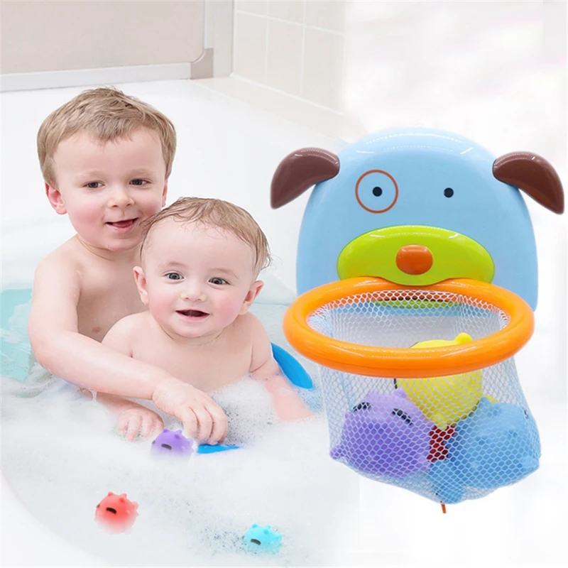 Children Bath Dabbling Toy Basketball Hoop Stand Sports Basketball For Baby Showering