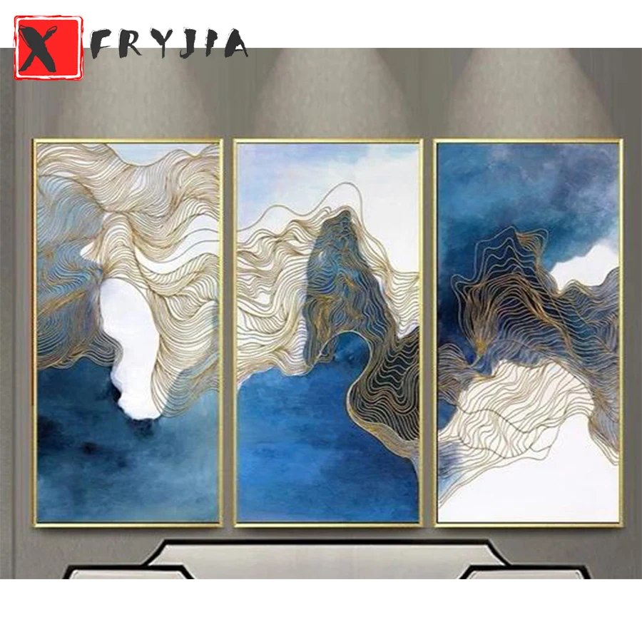 

3pcs 5D DIY Diamond Painting Abstract line art cross stitch full square/round diamond painting mosaic embroidery home decoration