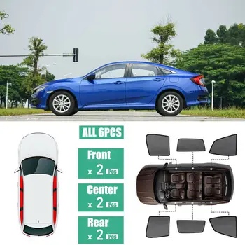 

For Honda Civic 2015-2018 6Pcs Windows Sunshade UV Ray Protector Mesh Block Privacy Visor