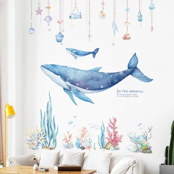

Creative Starry sky Whale Coral Shell Charm Wall Sticker Bedroom Living Room Dormitory Room Decoration Sticker DIY cartoon decal