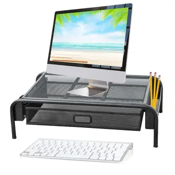 

2020 New High Quality Mesh Metal Desktop For Computer/Laptop TV Printer With Pull Out Drawer Desktop Storage Organizer