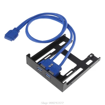 

20 Pin 3.5\" Floppy Bay Front Panel 2 Ports USB 3.0 Expansion Adapter Connector S16 20 Dropship