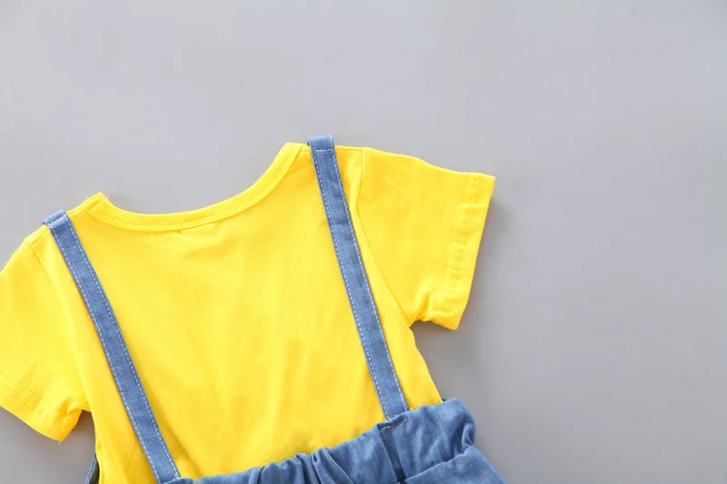 Baby Clothing Set medium Baby Girl Clothing Sets 2022 Summer Children's Cartoon Short Sleeve T-shirt+Denim Suspenders Skirt Korean Style Clothes Suit baby floral clothing set
