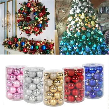 

34pcs 4cm Christmas Tree Decorations Balls Bauble Xmas Party Hanging Ball Ornaments Christmas Decorations for Home New Year Gift