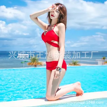 

Feminine Sense of Cross Bikini Swimwear with Small Chest and Pure Steel Bracket