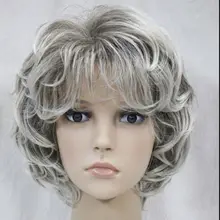 Горячая модные короткие смесь оттенков серого волнистые вьющиеся женские волосы парик