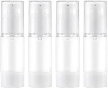 

MYLL 30ML Airless Pump Bottle (4 Pcs) Travel Pump Dispenser, Container for Foundation, Lotion - BPA Free (Transparent)