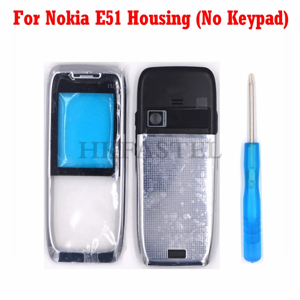 Для Nokia E51 Серебряный полный корпус для мобильного телефона чехол(без клавиатуры)+ инструмент