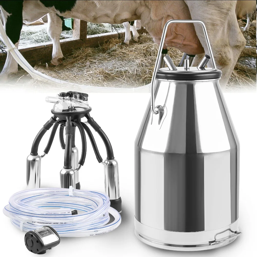 Farm 304 Stainless Steel Portable Cow Milker Bucket Tank Milking Machine New 