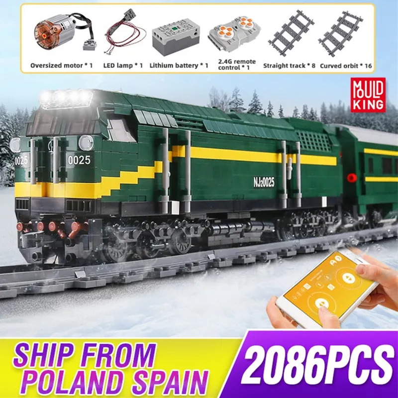 Высокотехнологичный дизельный локомотив Mould King NJ2 с дистанционным управлением