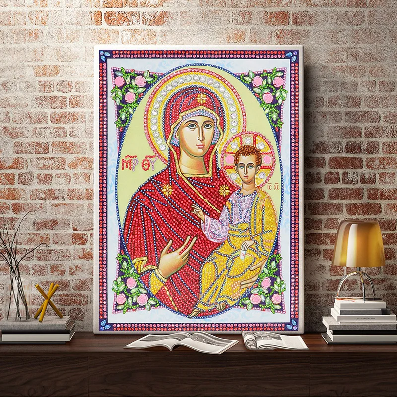 RUBOS DIY 5D Diamond Embroidery Icon Theotokos Smolenskaya Bead Diamond Painting Cross Stitch Pearl Crystal Stone Sale Hobby God (2)