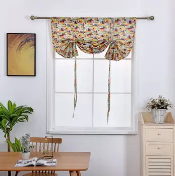 

Cartoon Cat Curtains Kitty Printed Window Drapes Cotton Linen Kitchen Curtain Country Style Window Decor Kids Bedroom