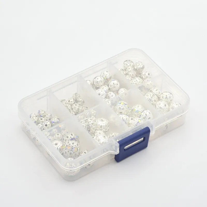110pcs/Box Grade A Brass Rhinestone Beads  Mixed Style Beads 6~12mm for DIY Jewelry Making