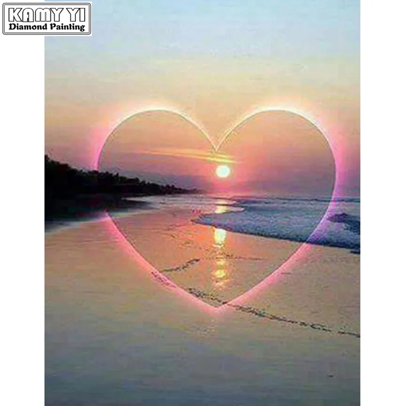 

beach I miss u 5d diy diamond painting Cross Stitch kits Crafts square/Round Diamond Embroidery mosaic decor gift YY