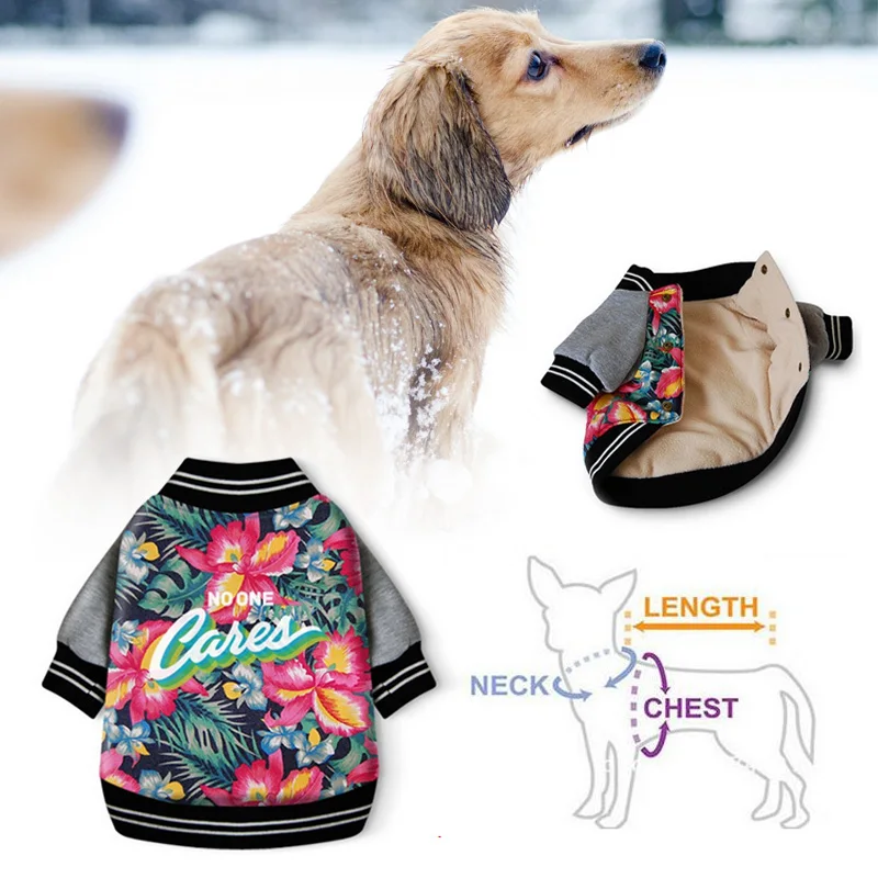 Pet Dog Winter Clothes Warm Coat Print Jacket Sweatshirt Soft Costume Clothing