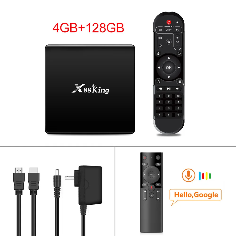 X88 King 4GB 128GB Amlogic S922X TV Box Android 9.0 Dual Wifi BT5.0 1000M 4K 60fps USB3.0 Google Play Youtube 4K Media player - Цвет: B4G128G voice RC H17