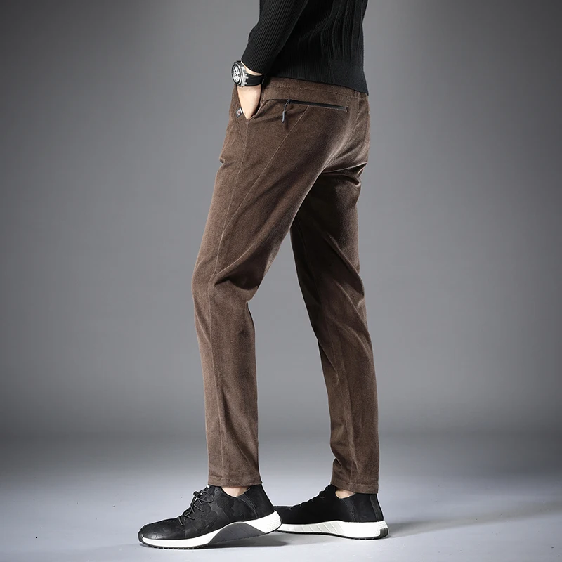 Autumn New Corduroy Pants Men's Stretch Slim Fashion Solid Color Retro Casual Pants Man Streetwear Wild Straight Trousers Male