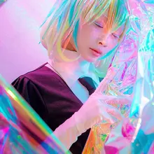 ПВХ Заводское изготовление Материал дизайнерские Лазерная Ткань Кожа яркая флуоресцентная одежда волшебный цвет сумка креативная водонепроницаемая ткань