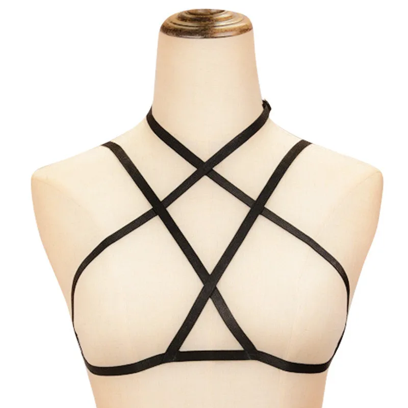 Neuer Pentagramm Schwertgürtel Sexy Damen Body Harness Gothic Dessous Käfig-BH Garter Gürtel Suspenders 2