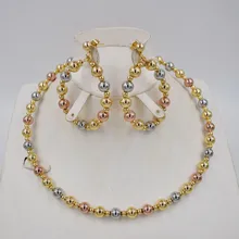 Высокое качество Дубай 3 цвета золотой цвет набор украшений для женщин африканские бусы ювелирные изделия ожерелье набор серьги ювелирные изделия