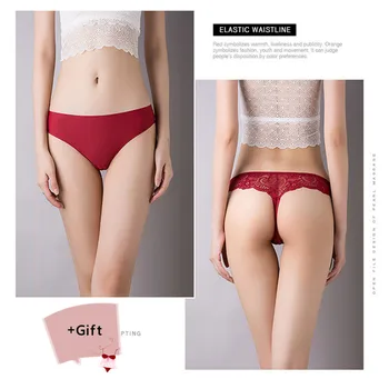 

Women lingerie Sexy Panties Lace Ice Silk G-String Panties Low Waist Thong Underwear embroidered Allure Erotic For Women Panties