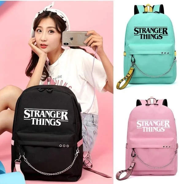 

Stranger Things backpack Multifunction USB Charging Travel Canvas For Teenagers Boys Girls School Bag
