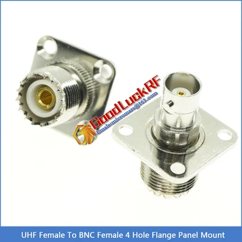 

BNC To UHF PL259 SO239 Cable Connector Socket BNC Female To UHF Female Jack 4 Hole Flange Panel Mount Brass RF Coaxial Adapter
