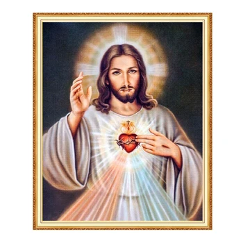 

MEIAN Diamond Painting Embroidery Cross-Stitch Religion Heart of Jesus Mosaic Full Round/Square Drill Rhinestones Home Decor