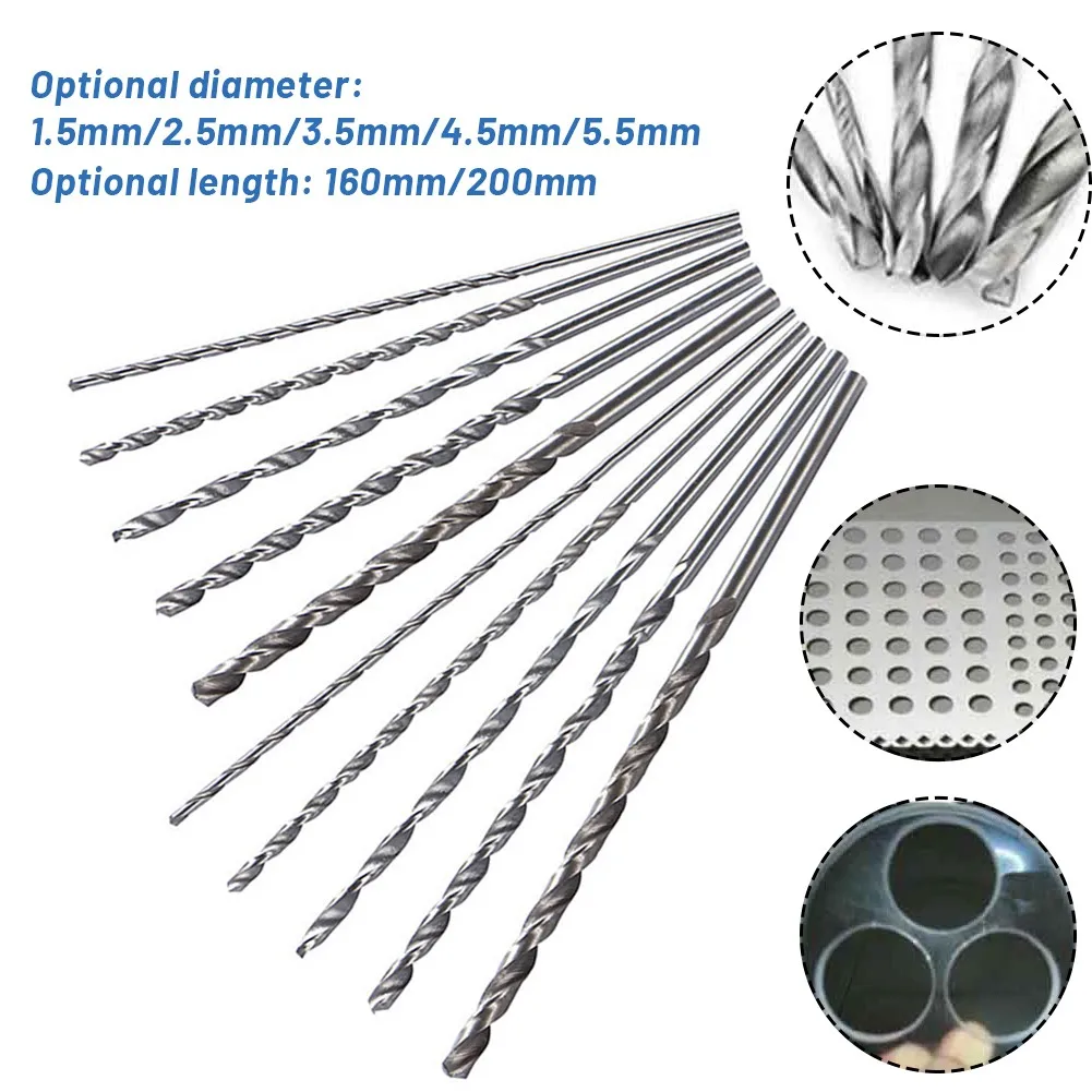 Drill Bit Set 1pc 160-200mm Diameter 1.5-5.5mm High Speed Steel Extra Long
