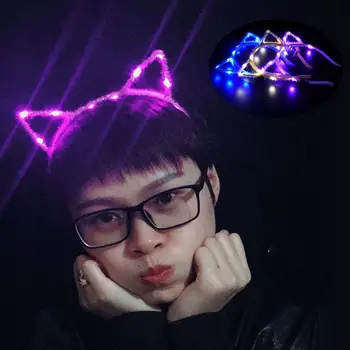 

Hair Hoops LED Light Cat Ears Hair Hoops Light Party Bar Headband Fashion LED Hair Hoops Women Flashing Creative