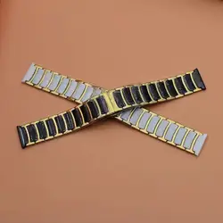 Ceramic and Stainless Steel Watch Strap, 20mm/22mm for 20mm (Gold black and white)