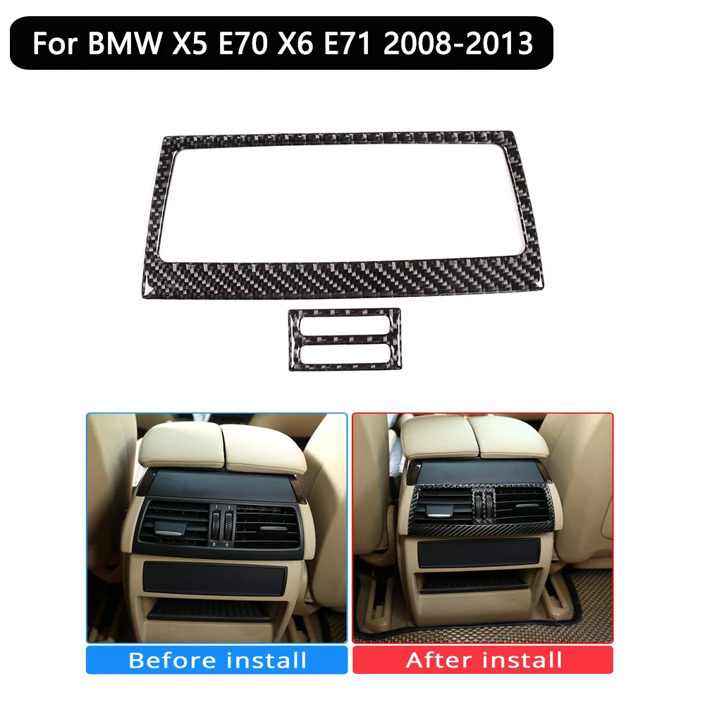 

Soft Carbon Fiber Car Rear Row Air Conditioning Vent Frame Stickers Trim for BMW X5 E70 X6 E71 2008-2013