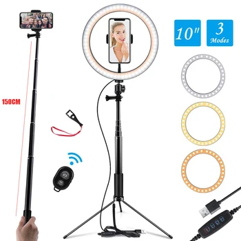

Profession LED Selfie Ring Light With Tripod USB Photographic Lamp With Phone Holder For Makeup Fill Lighting Video Lamp