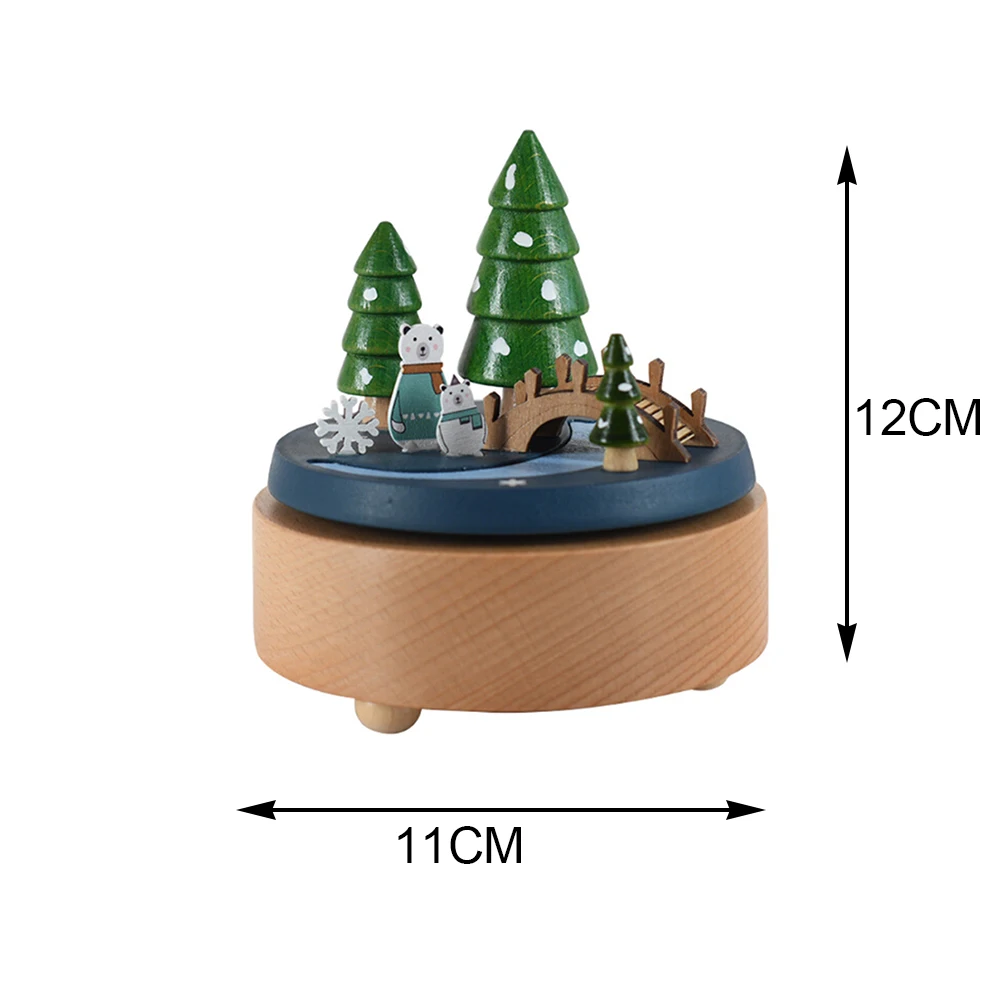 Carousel Musical Boxes Wooden Music Box Crafts Retro Birthday Gift Vintage Home Decoration Beech Music Box Dropshipping O18