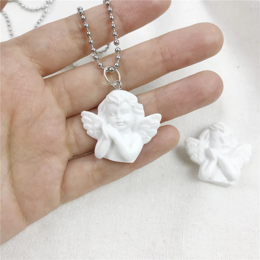 Ожерелье из нержавеющей стали с кулоном в виде милого Купидона длинная цепочка