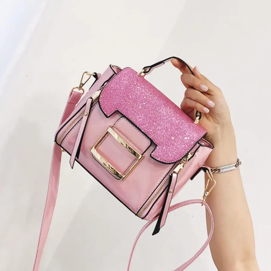 

Sweet Lady Sequins Tote bag 2020 Fashion New High-quality Patent Leather Women's Designer Handbag Lock Shoulder Messenger Bag