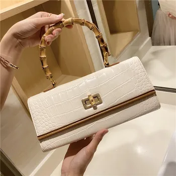 

Female Bag Crocodile Pattern Bamboo Bag New Messenger Bag Fashion Personality Retro One-shoulder Handbag Louie Vuiton Simplicity